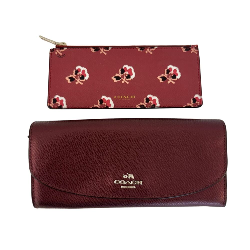 Coach Pop Slim Envelope Wallet Bramble Rose Metallic Cherry Floral F53570